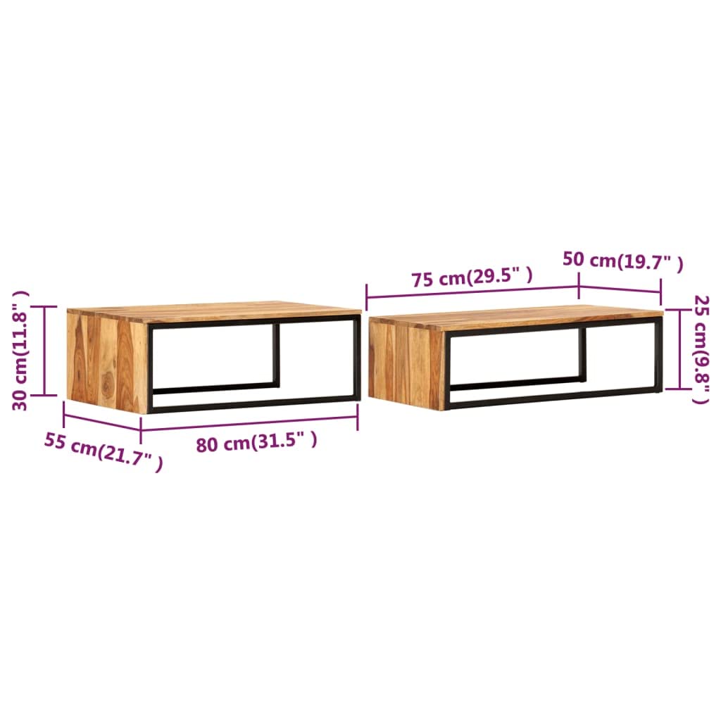 Solid Sheesham Wood Nesting Coffee Table Set P329419