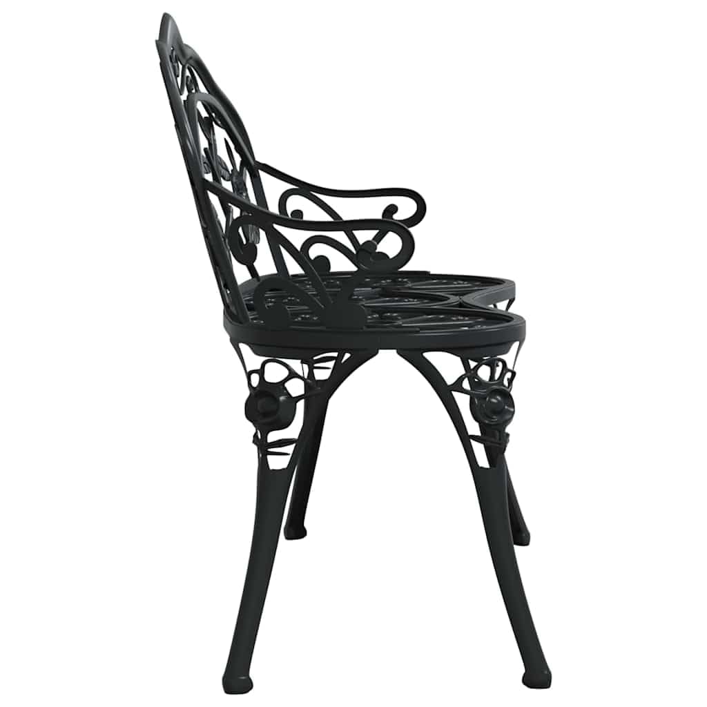 Cast Aluminum Black Patio Bench with Backrest M10575