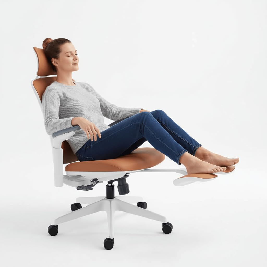 Leather Ergonomic Office Chair with Footrest R9904