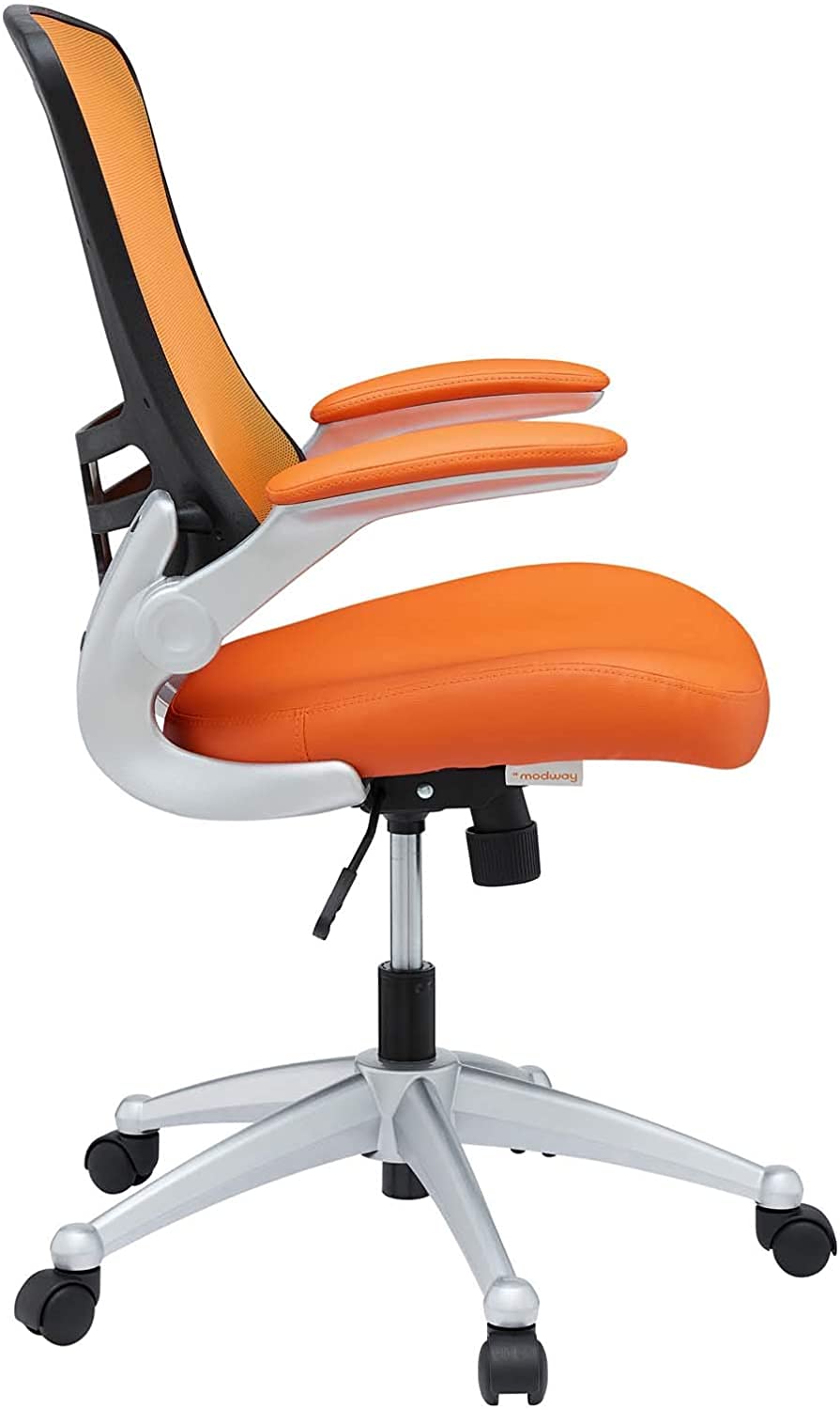 Orange Mesh Back Vinyl Seat Office Chair U328750