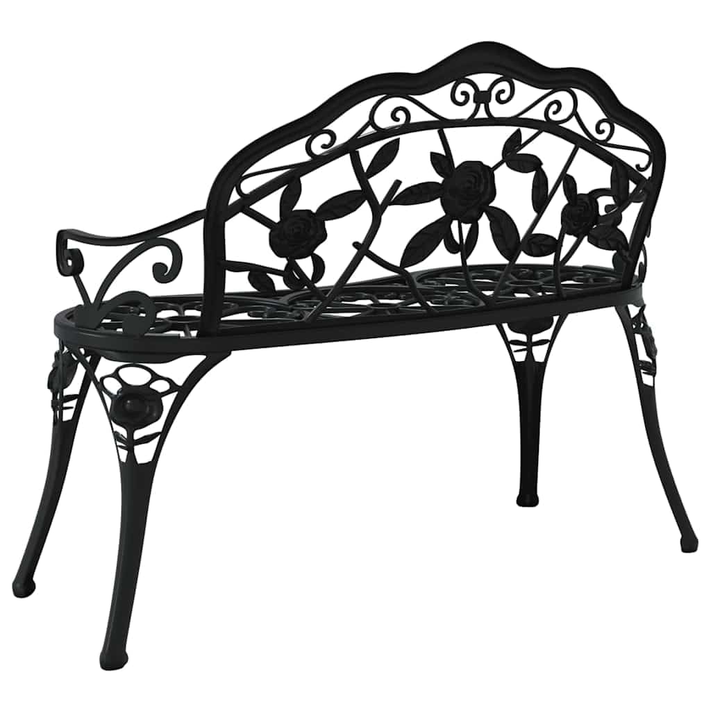 Cast Aluminum Black Patio Bench with Backrest M10575