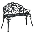 Cast Aluminum Black Patio Bench with Backrest M10575