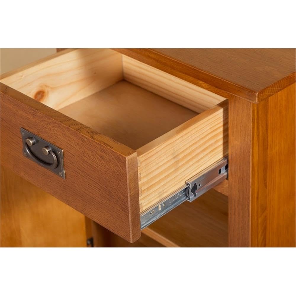 Solid Wood Nightstand with 1 Door and Drawer R8843