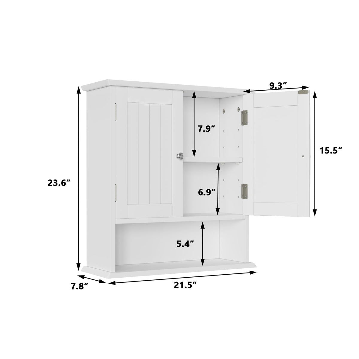 White Wall Mounted Bathroom Cabinet with 2 Door S4447