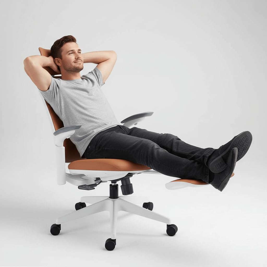Leather Ergonomic Office Chair with Footrest R9904
