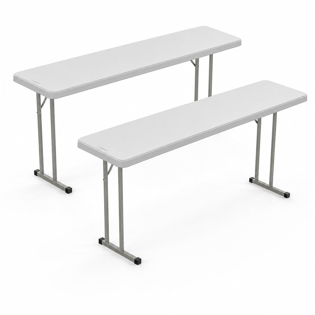 White 6 FT Narrow Folding Table Set of 2 H259