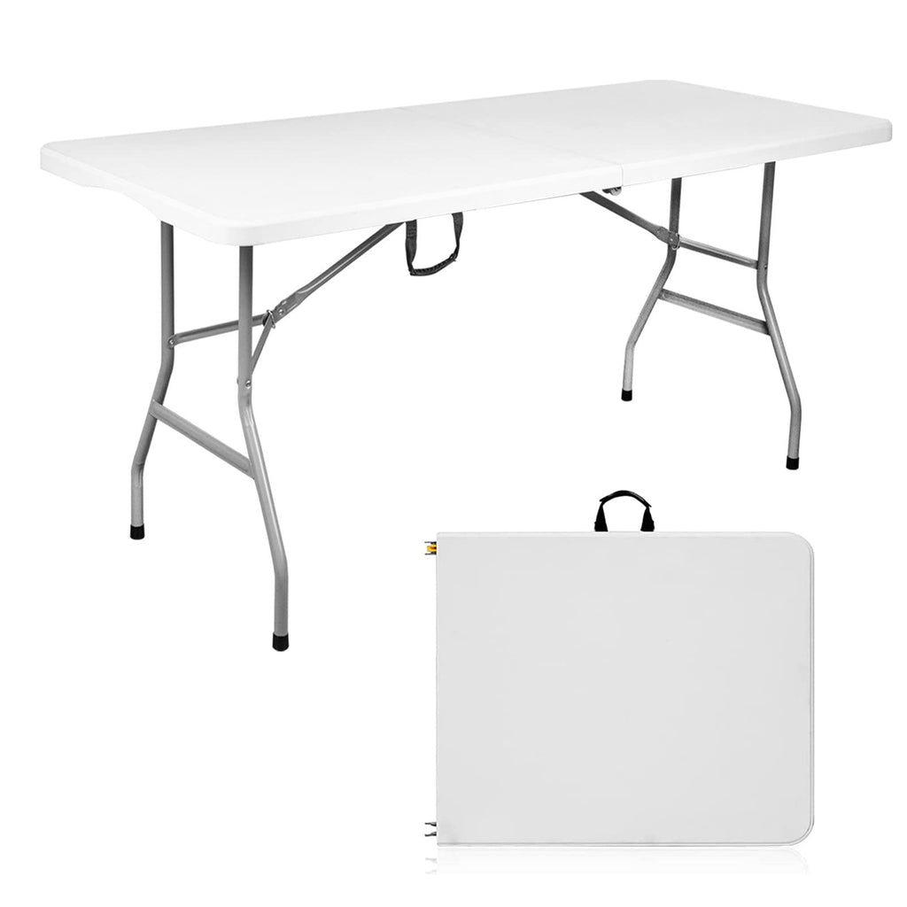 Folding Table 6ft Portable Heavy Duty Plastic White K19001
