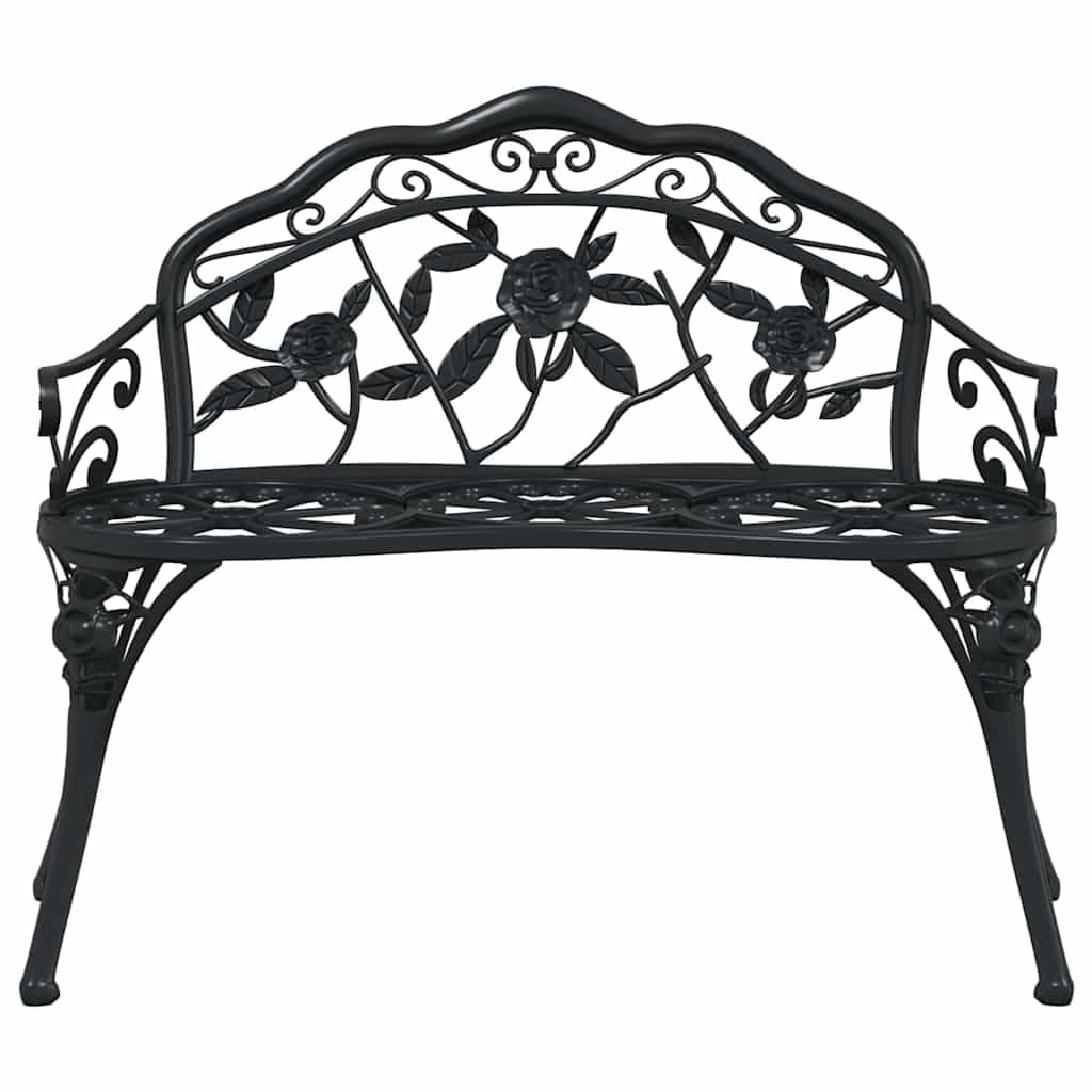 Cast Aluminum Black Patio Bench with Backrest M10575