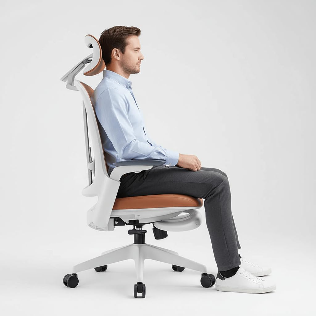 Leather Ergonomic Office Chair with Footrest R9904