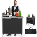 Portable 2-Tier Mobile Bar Table with Black Skirt R985