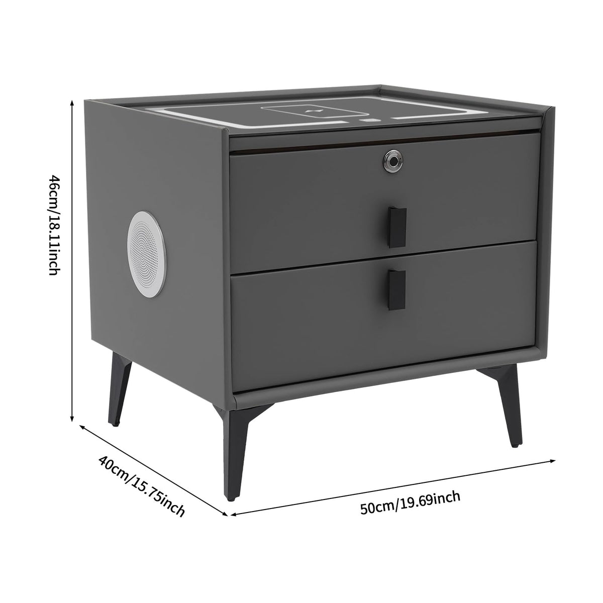 Smart Nightstand with Fingerprint Lock, Wireless Charging & 2-Drawer I35377