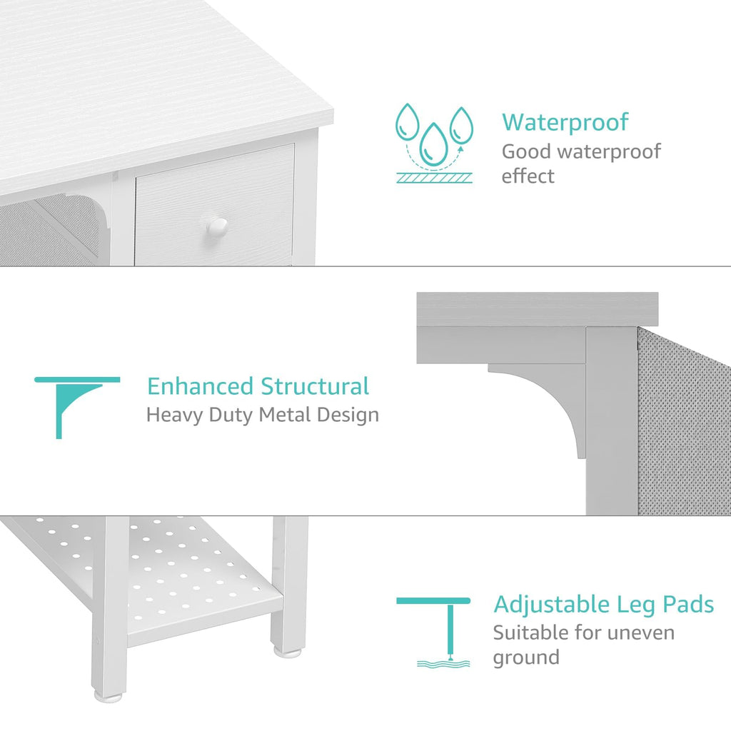 White Computer Desk with Drawers 47 Inch E6095