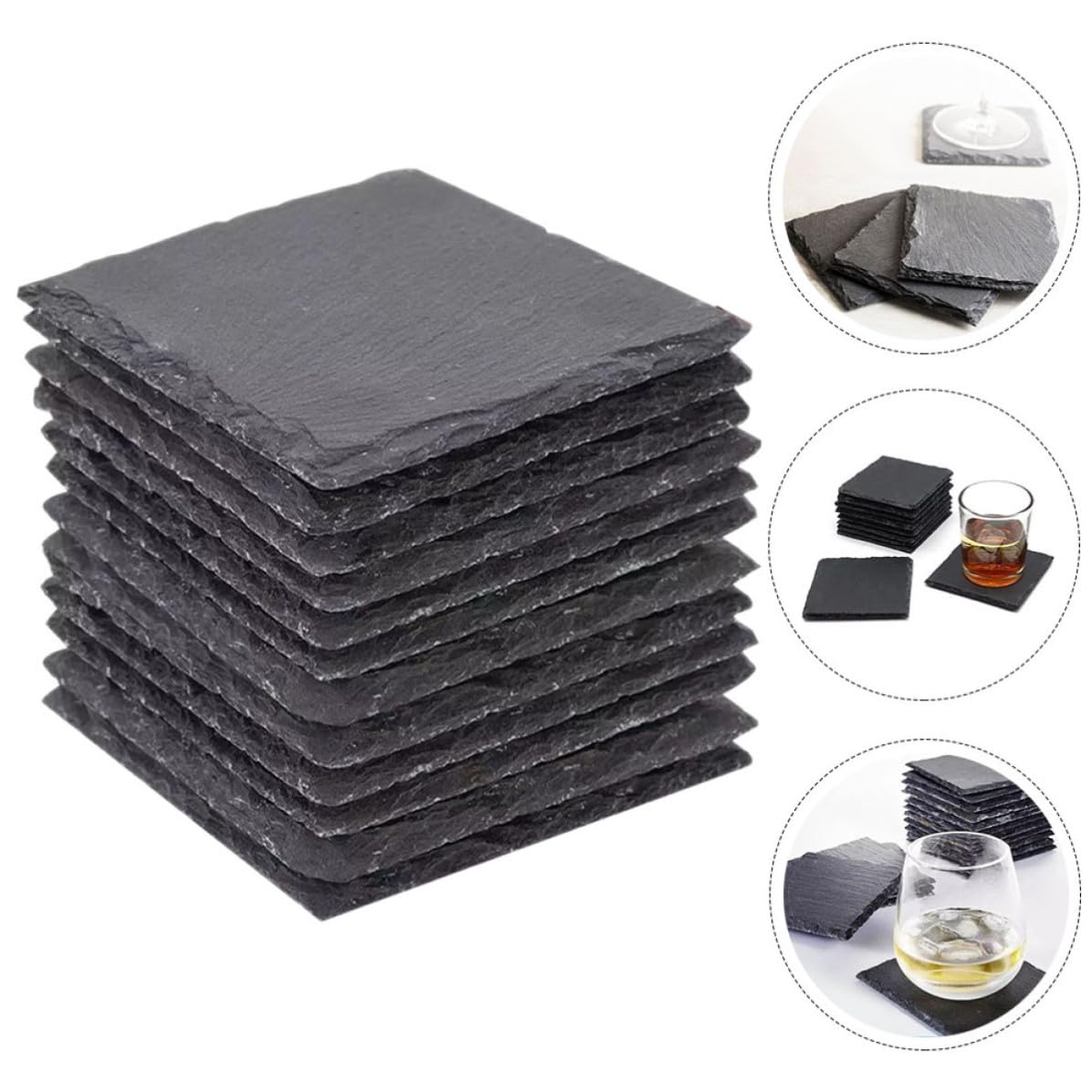 12pcs Natural Stone Coasters with Non Slip Bottom K77624