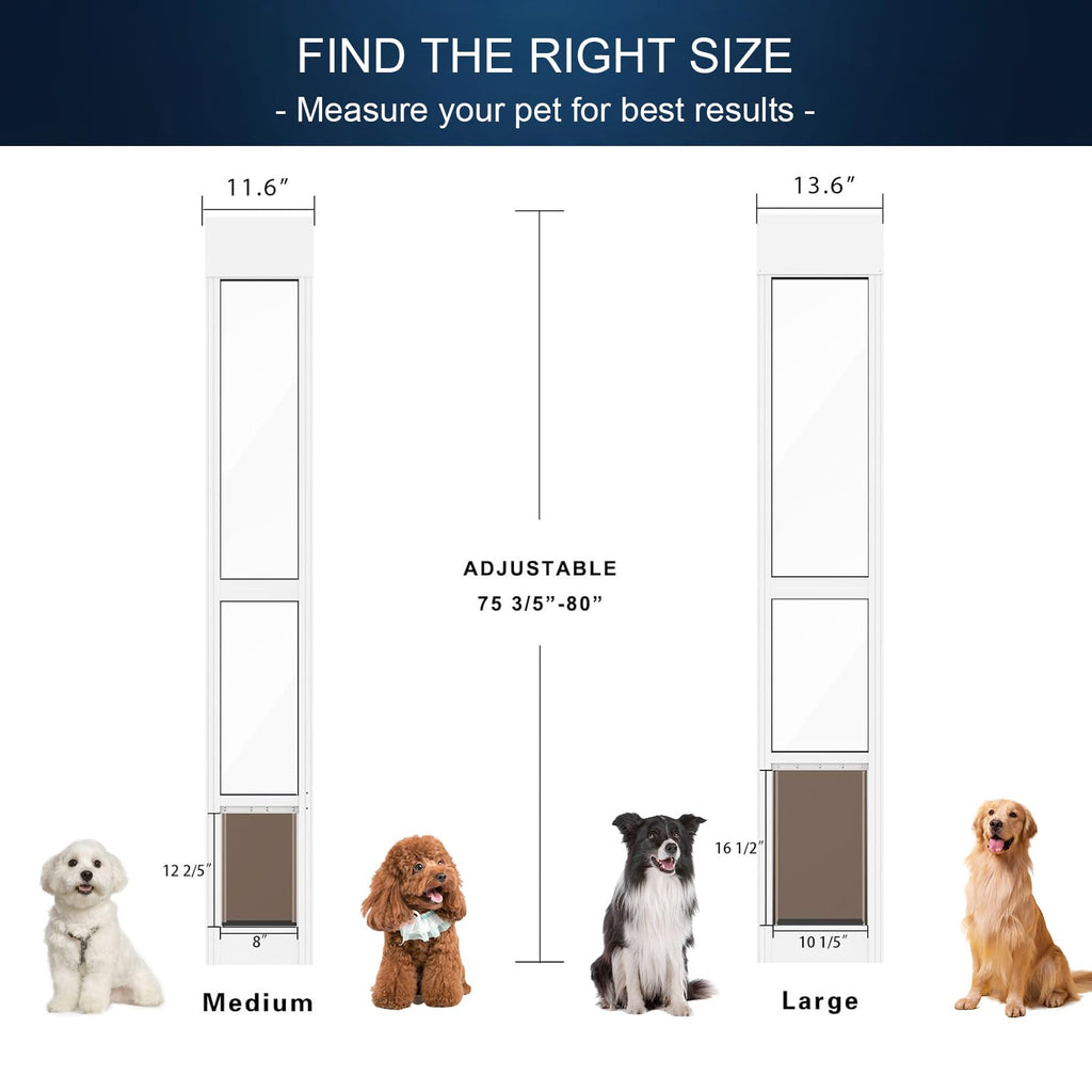 Adjustable Height Aluminum Frame Sliding Glass Door Dog Door H41154