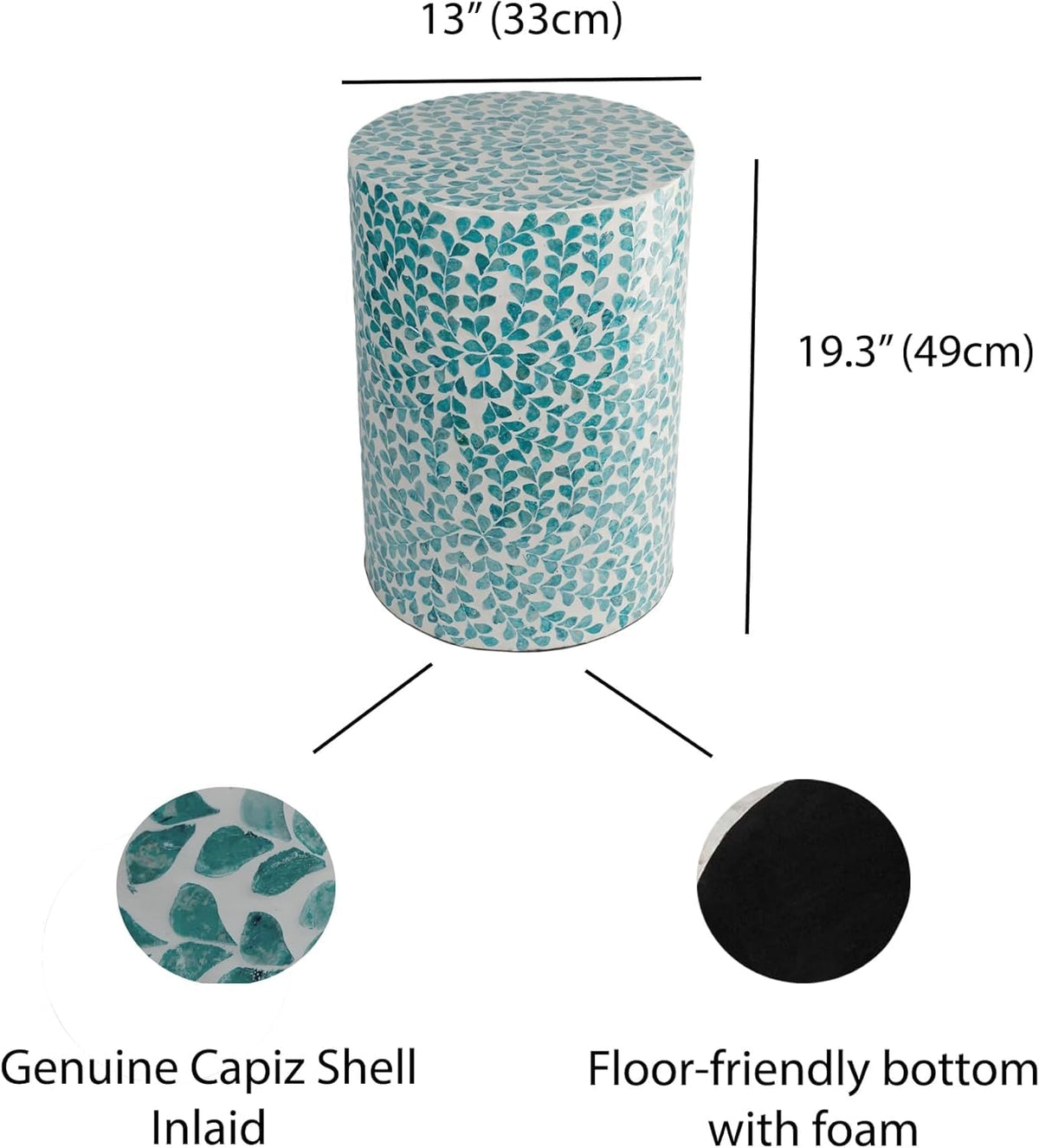 Mother of Pearl Inlaid Cylinder Drum End Table I3011