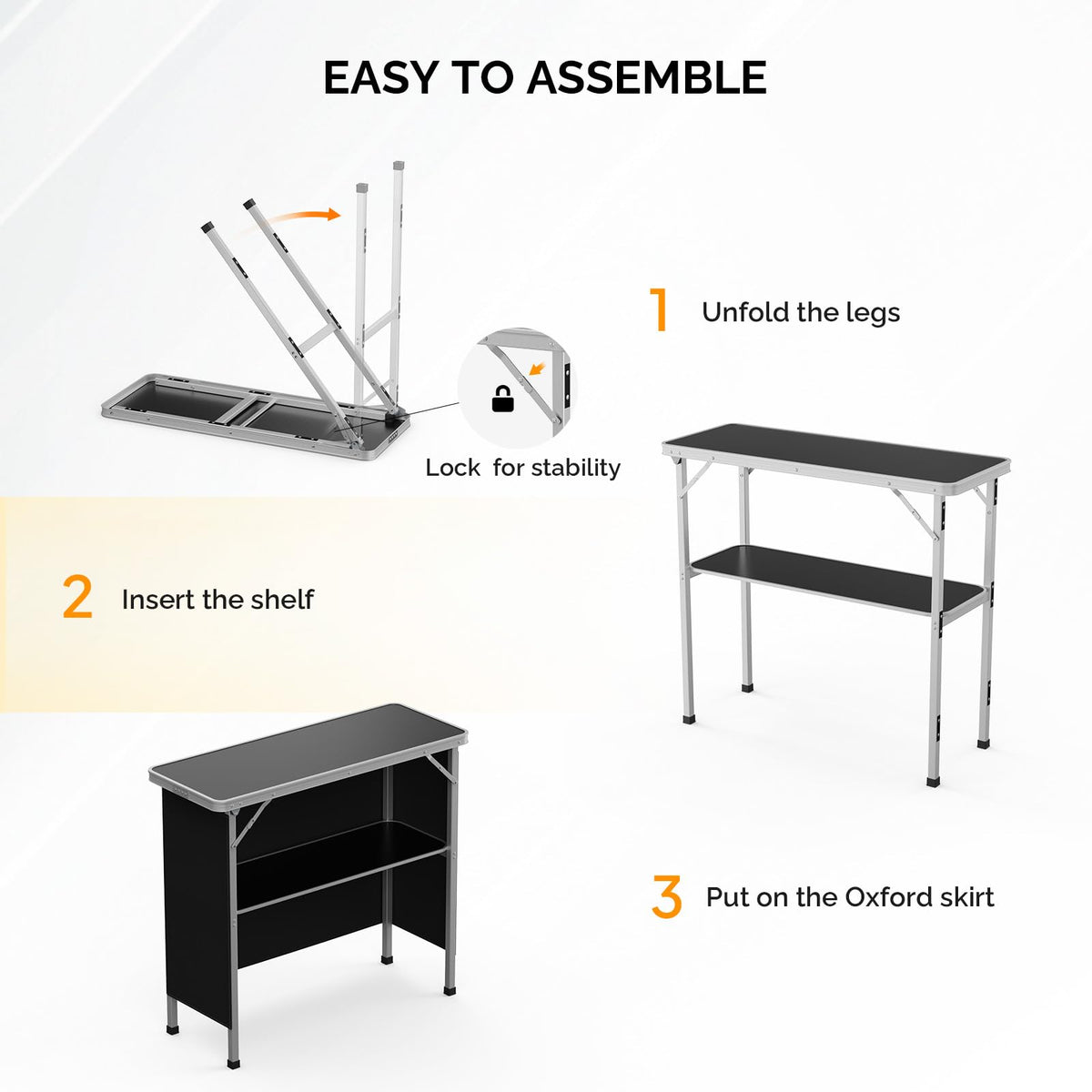 Portable 2-Tier Mobile Bar Table with Black Skirt R985
