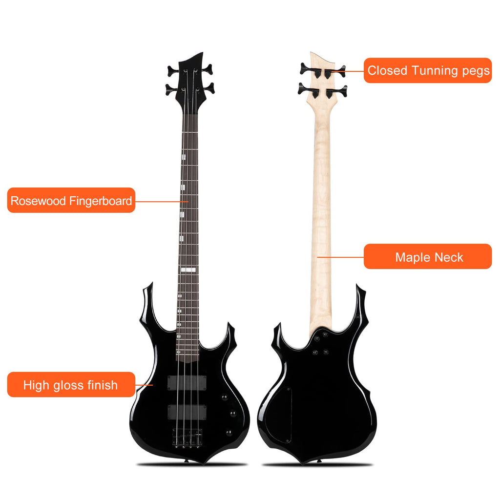 Full Size Flame Design Electric Bass Guitar Kit X859696