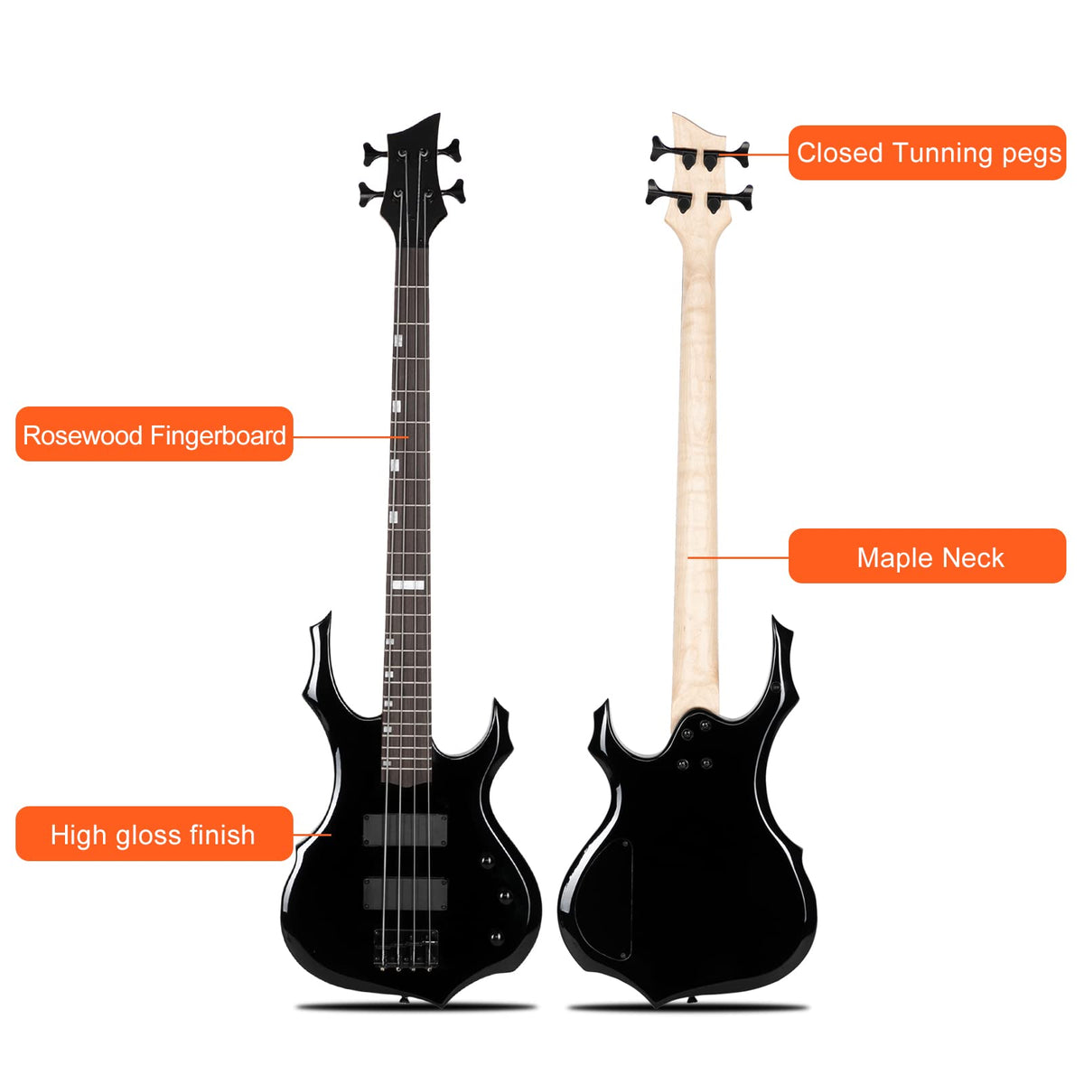Full Size Flame Design Electric Bass Guitar Kit X859696