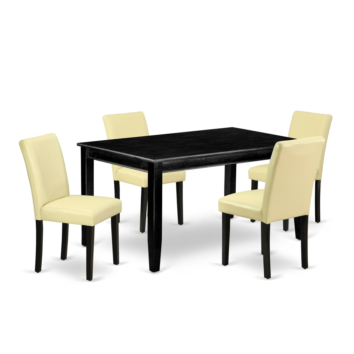 5 Piece Black Dining Table Set with 4 Faux Leather Chairs F824238