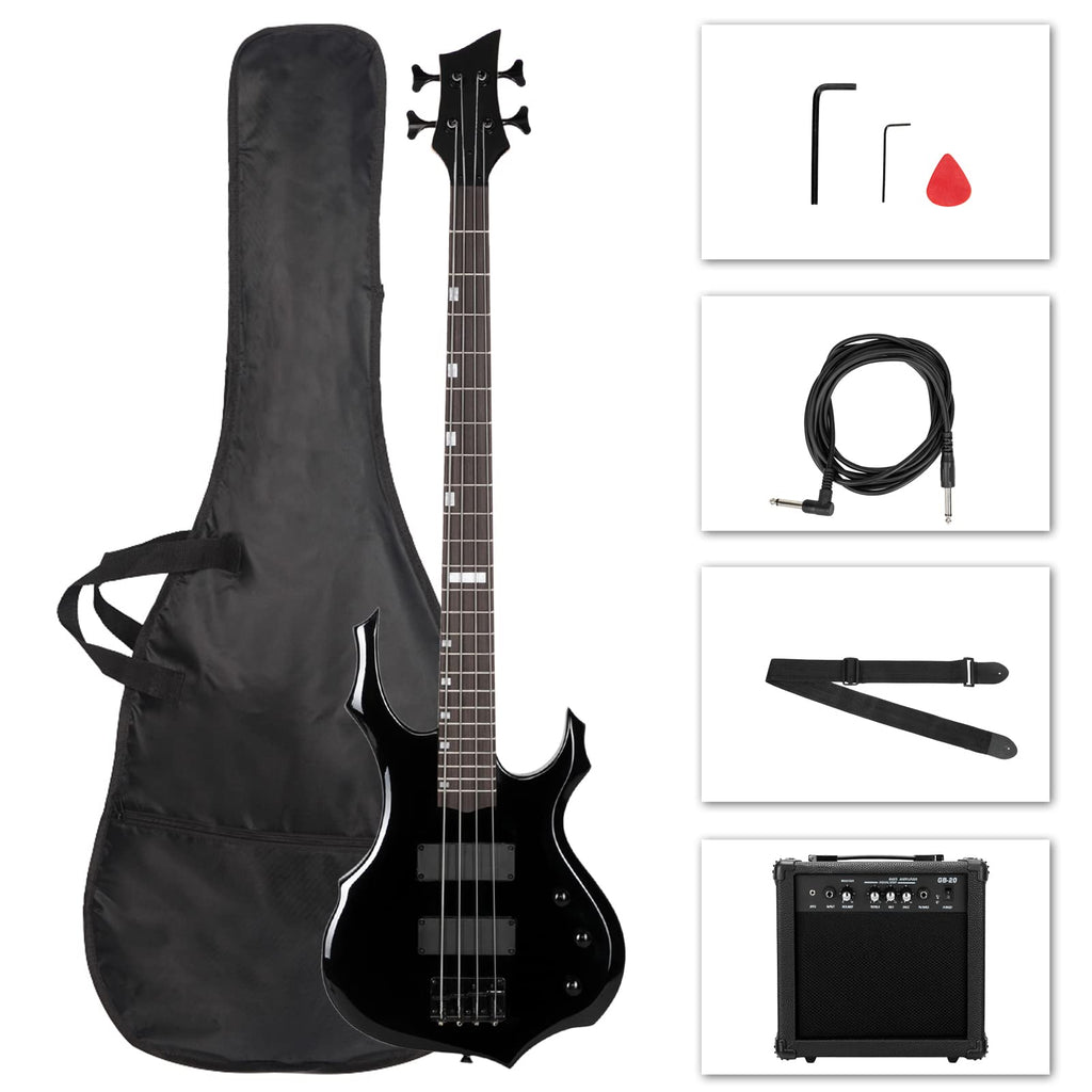 Full Size Flame Design Electric Bass Guitar Kit X859696