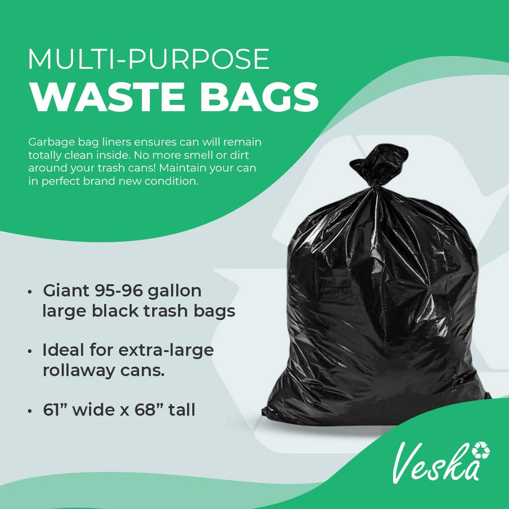 95-96 Gallon Black Heavy Duty Trash Bags with Ties B504905
