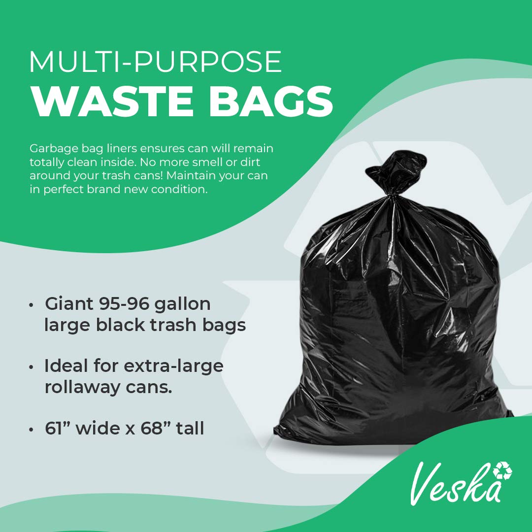 95-96 Gallon Black Heavy Duty Trash Bags with Ties B504905