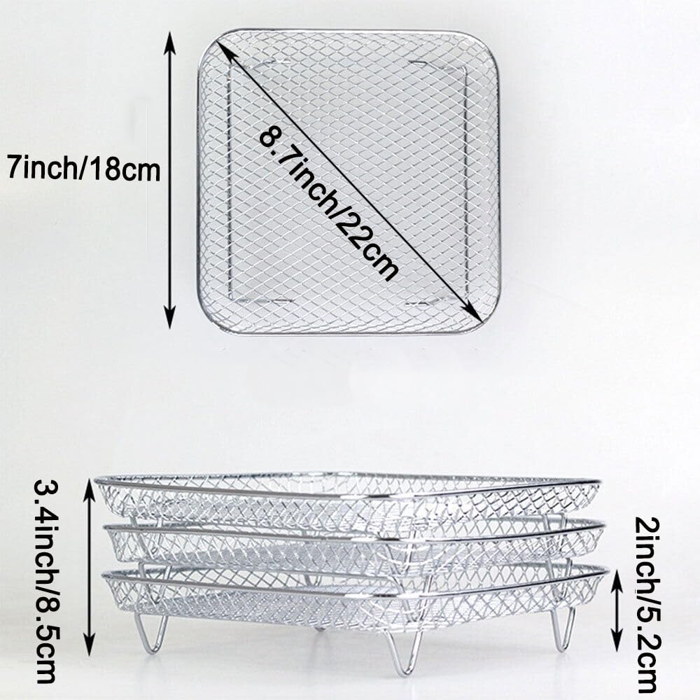 7 Inch Stackable Stainless Steel Air Fryer Rack, 3 Pcs P8733