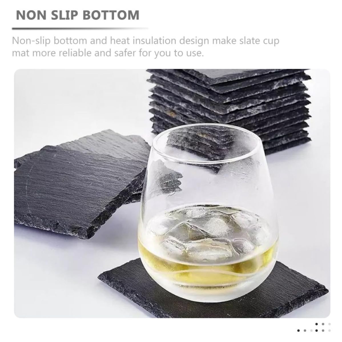 12pcs Natural Stone Coasters with Non Slip Bottom K77624