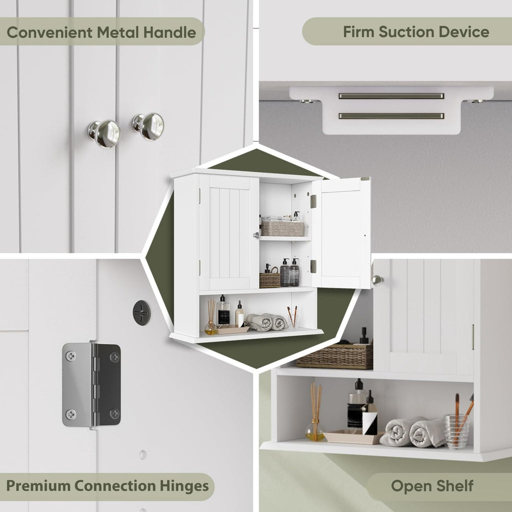 White Wall Mounted Bathroom Cabinet with 2 Door S4447