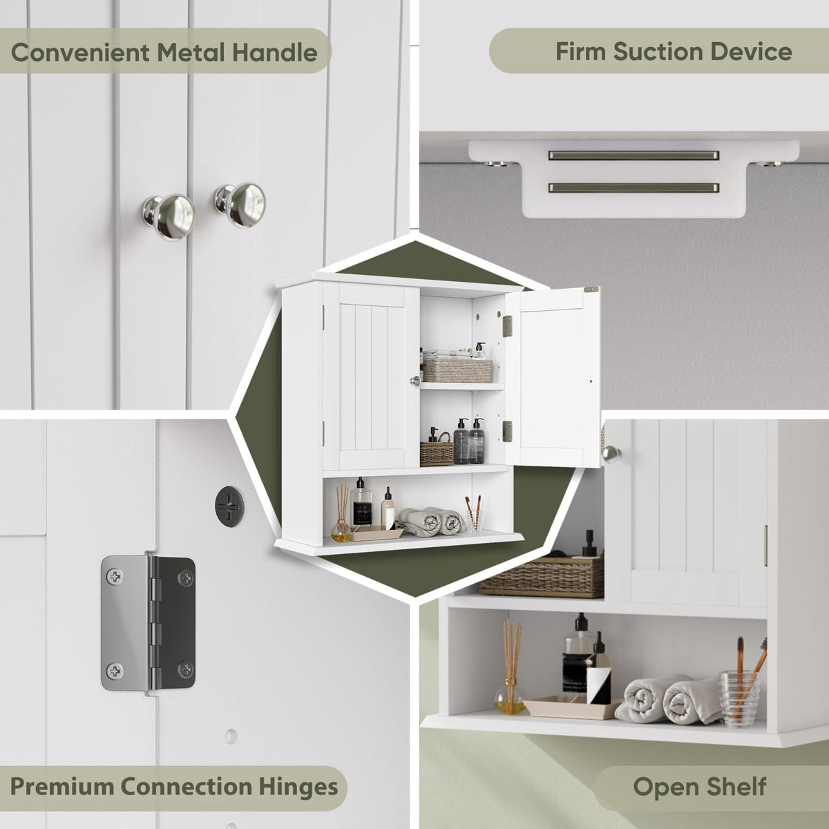 White Wall Mounted Bathroom Cabinet with 2 Door S4447