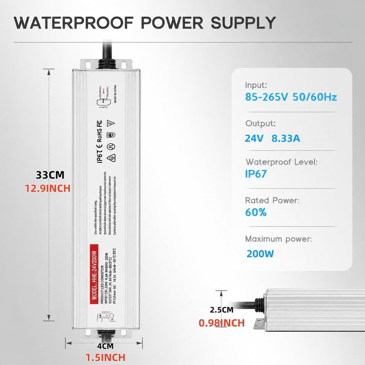 24V 200W IP67 Waterproof LED Power Supply M785107