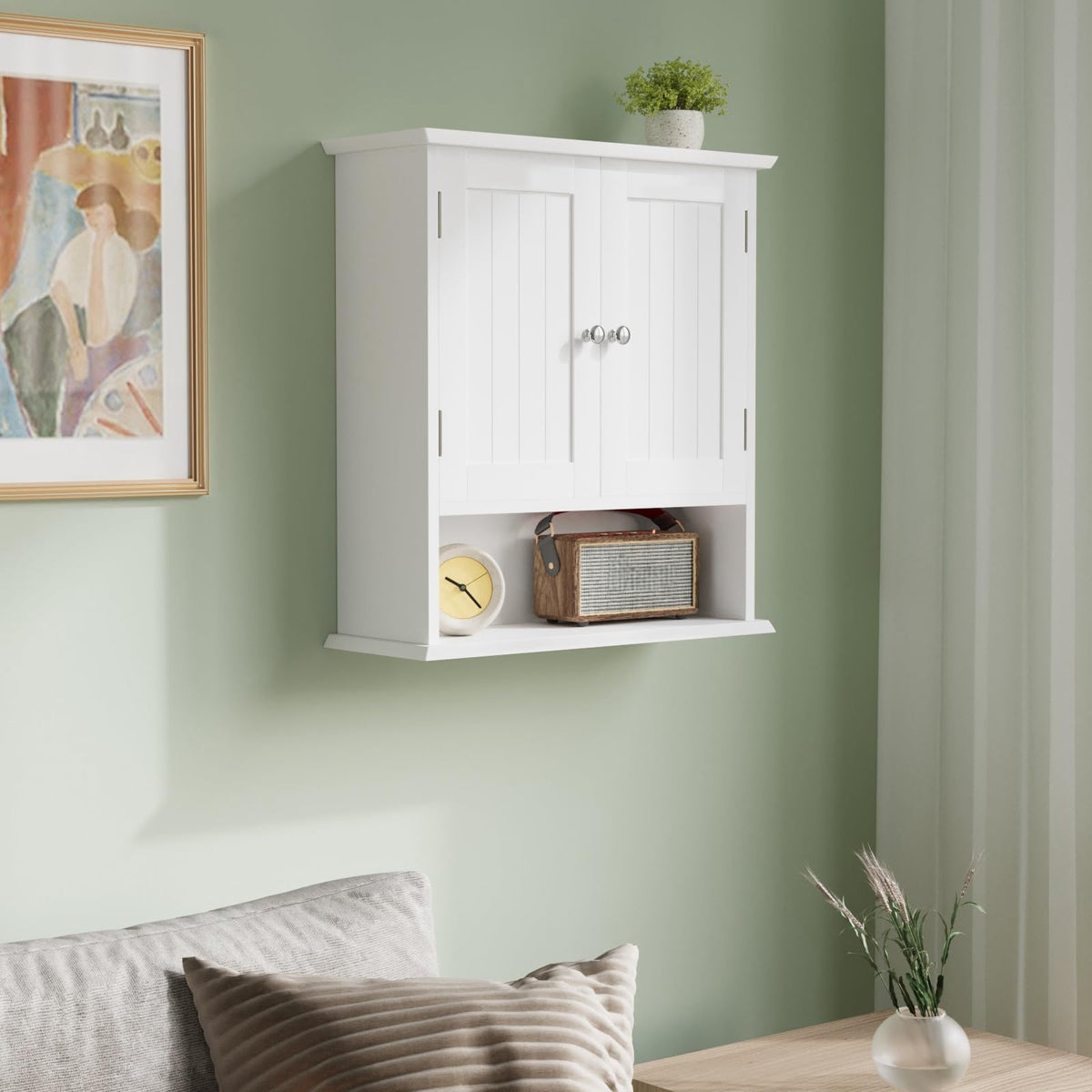 White Wall Mounted Bathroom Cabinet with 2 Door S4447