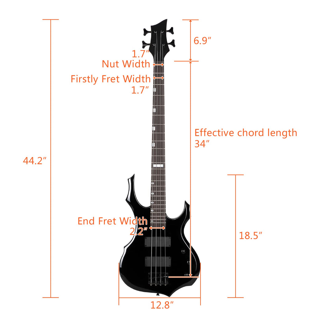 Full Size Flame Design Electric Bass Guitar Kit X859696