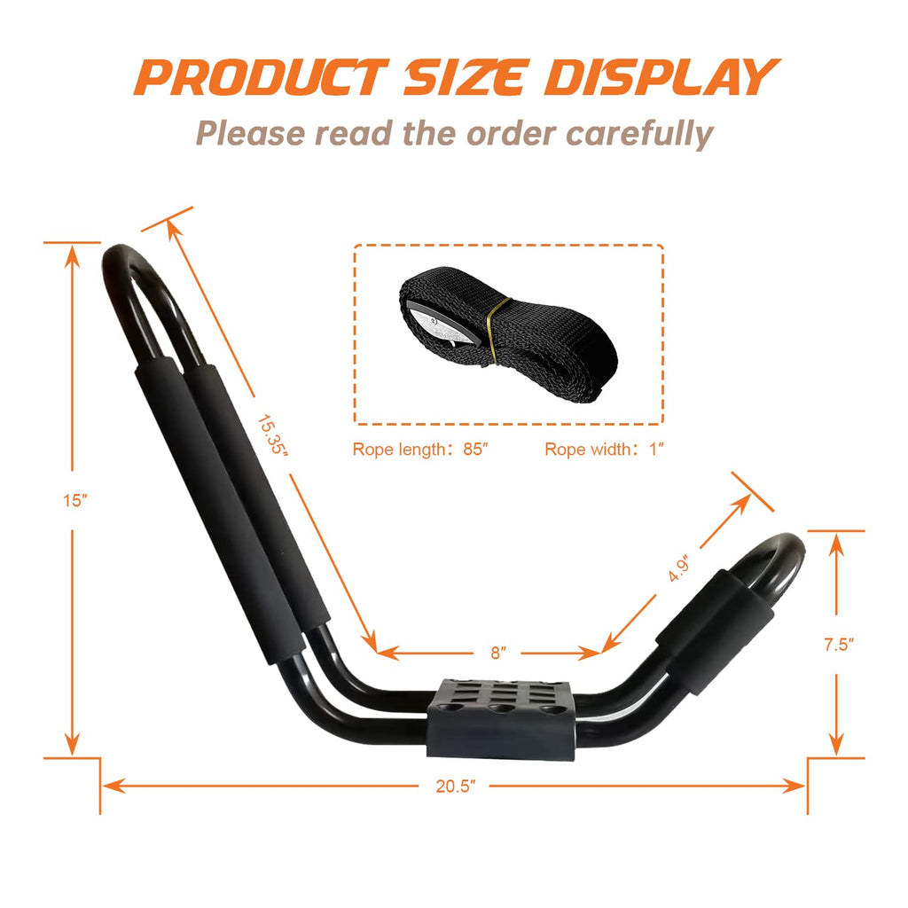 2 Pair J-Bar Kayak Roof Rack with 4 Ropes Y753