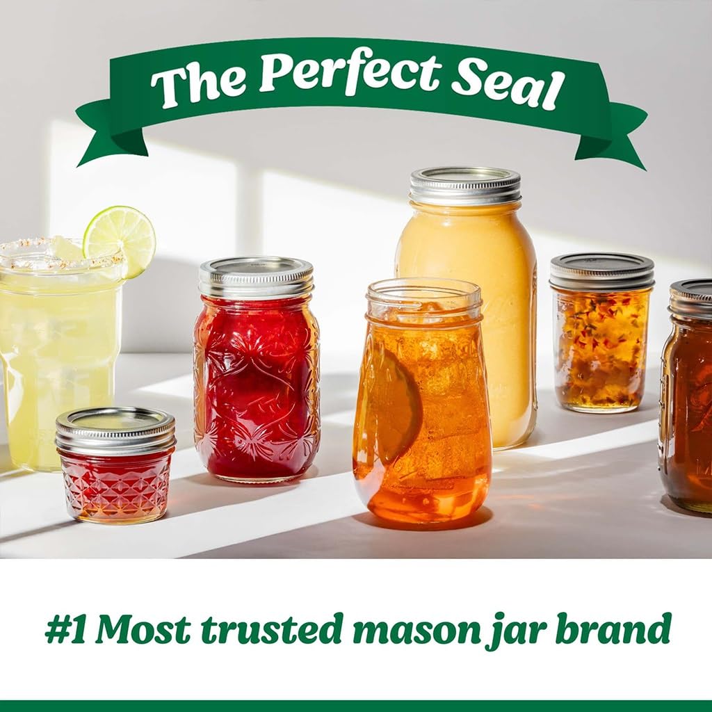 16oz Regular Mouth Glass Canning Jars With Lids, 12 Count F82525