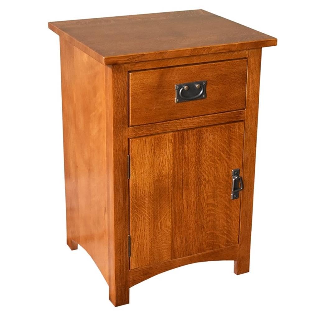 Solid Wood Nightstand with 1 Door and Drawer R8843