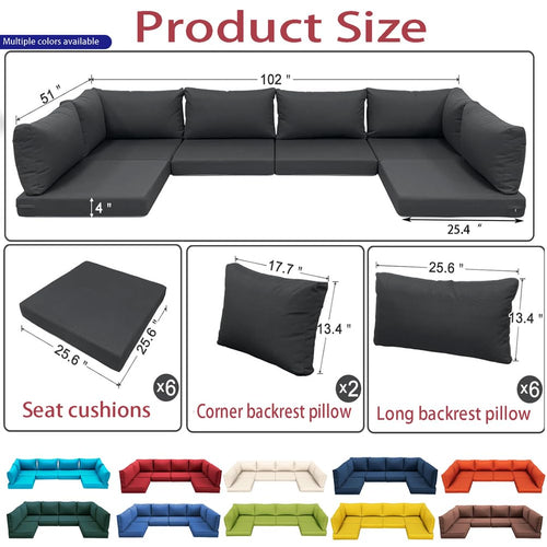 14-Piece Light Blue Outdoor Replacement Cushions G216209