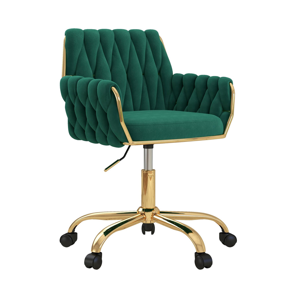 Green Velvet Height Adjustable Swivel Office Chair A76279