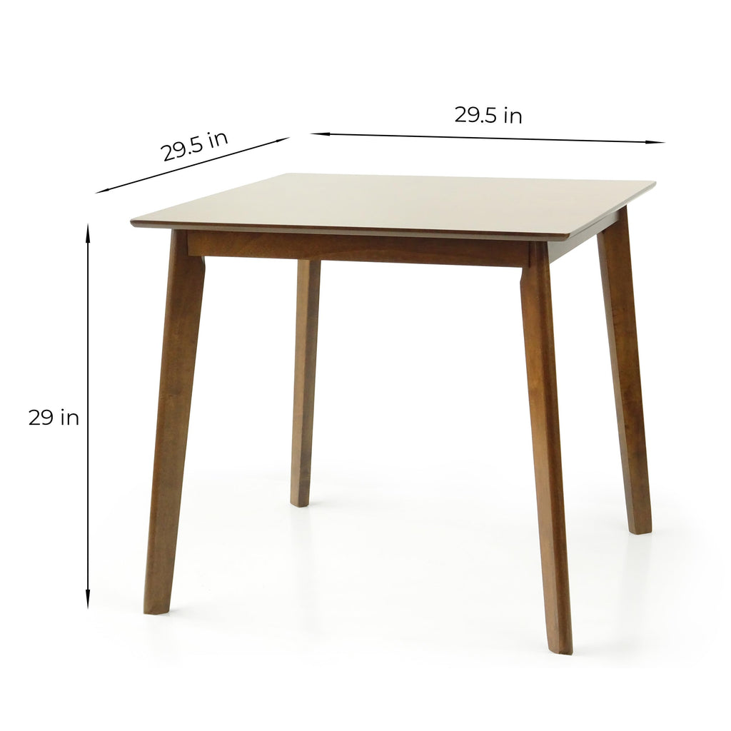 Set of 3 Square Dining Table and 2 Side Chairs Solid Wood Padded Seat Medium Brown W599
