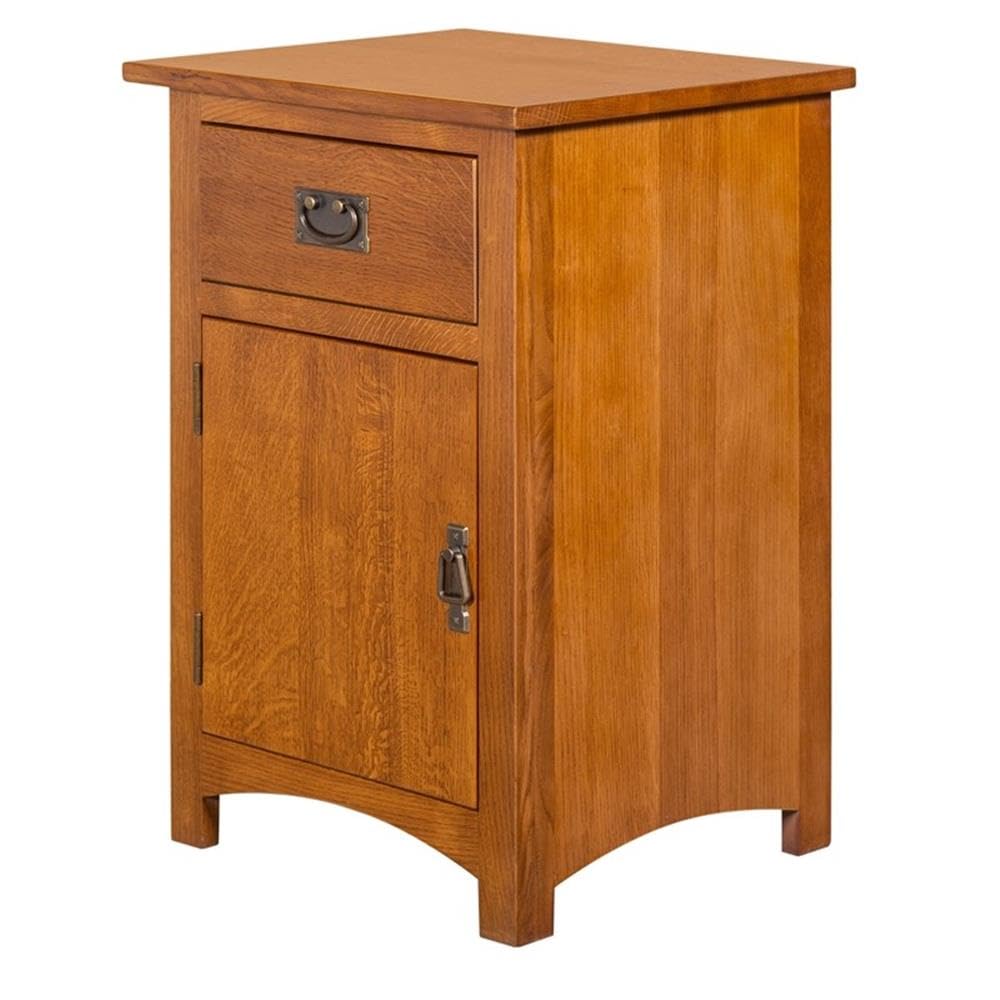 Solid Wood Nightstand with 1 Door and Drawer R8843