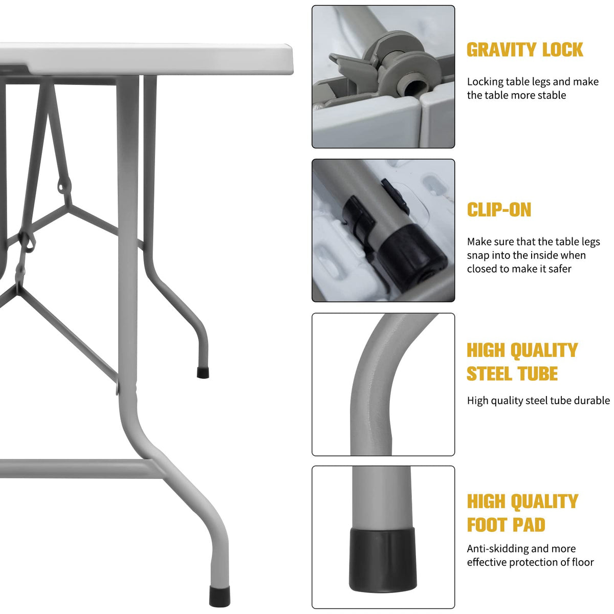 Folding Table 6ft Portable Heavy Duty Plastic White K19001