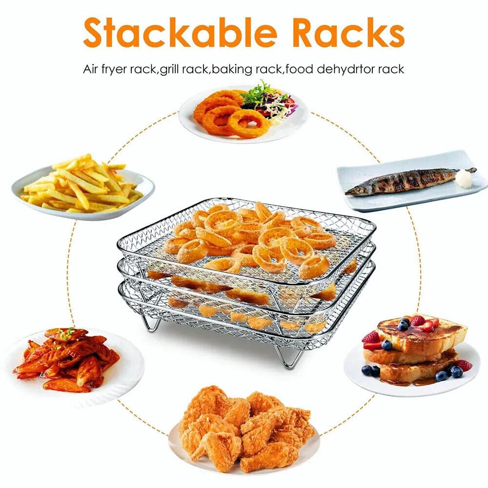 7 Inch Stackable Stainless Steel Air Fryer Rack, 3 Pcs P8733