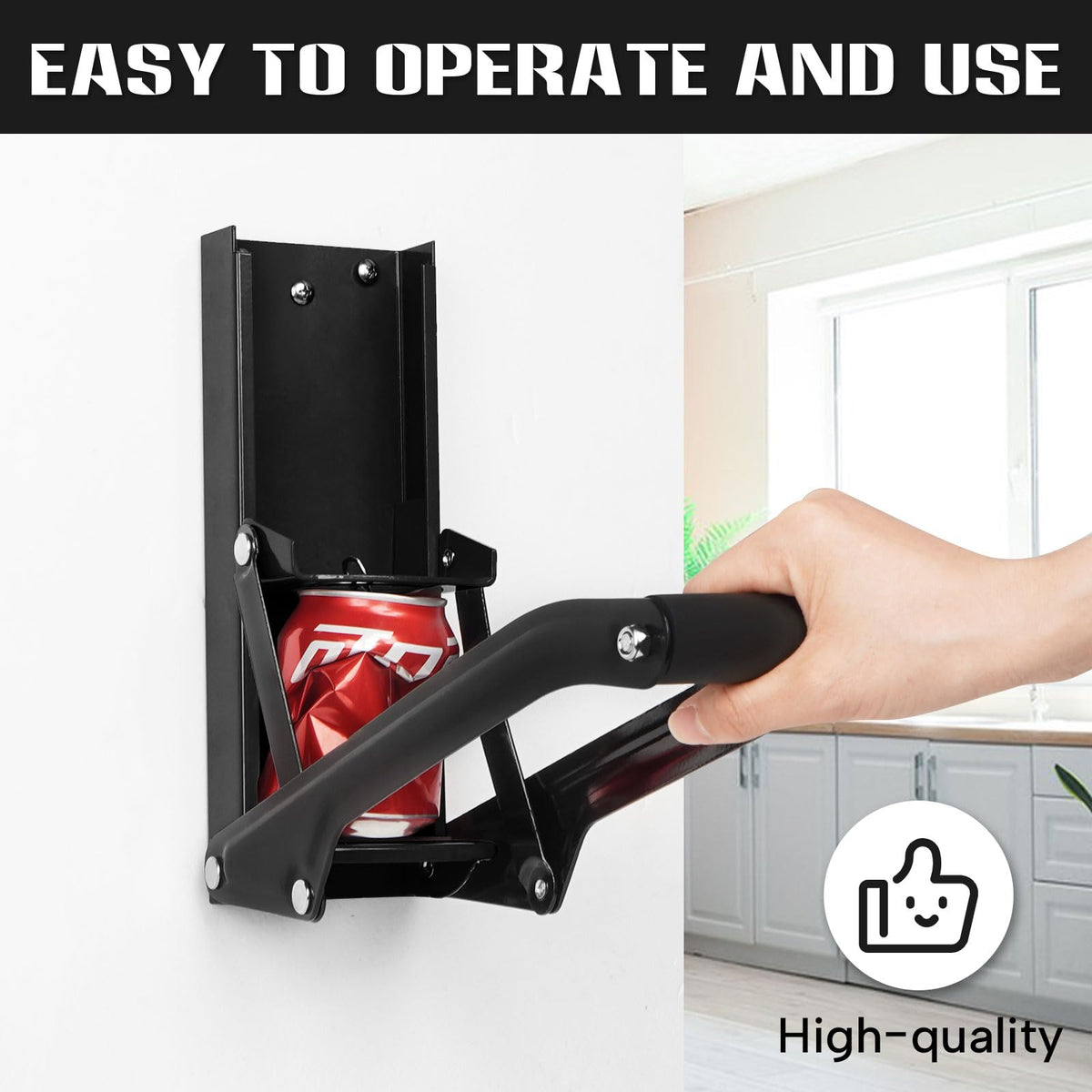 16 oz Black Wall-Mounted Aluminum Can Crusher S552