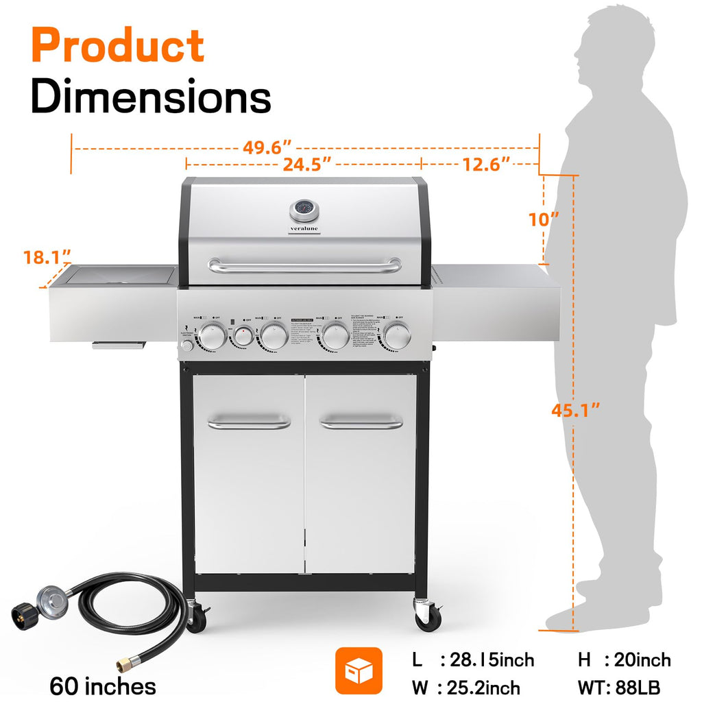 4 Burner Gas Grill with Infrared Side Burner M1007