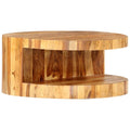 Solid Sheesham Wood Round Coffee Table with Storage Shelf M169