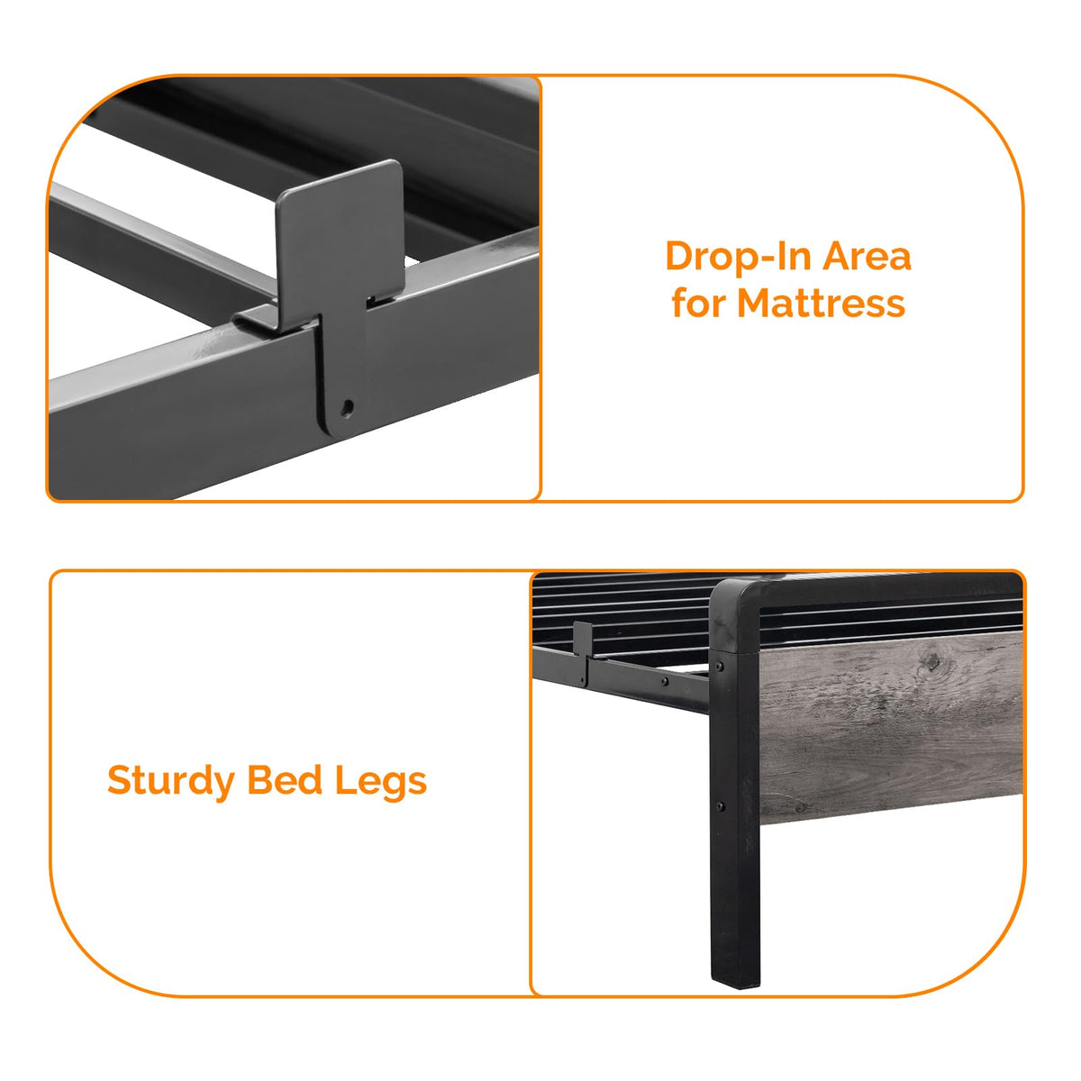 Twin Bed Frame Set of 2 with LED Headboard and USB Charging Station Z415160