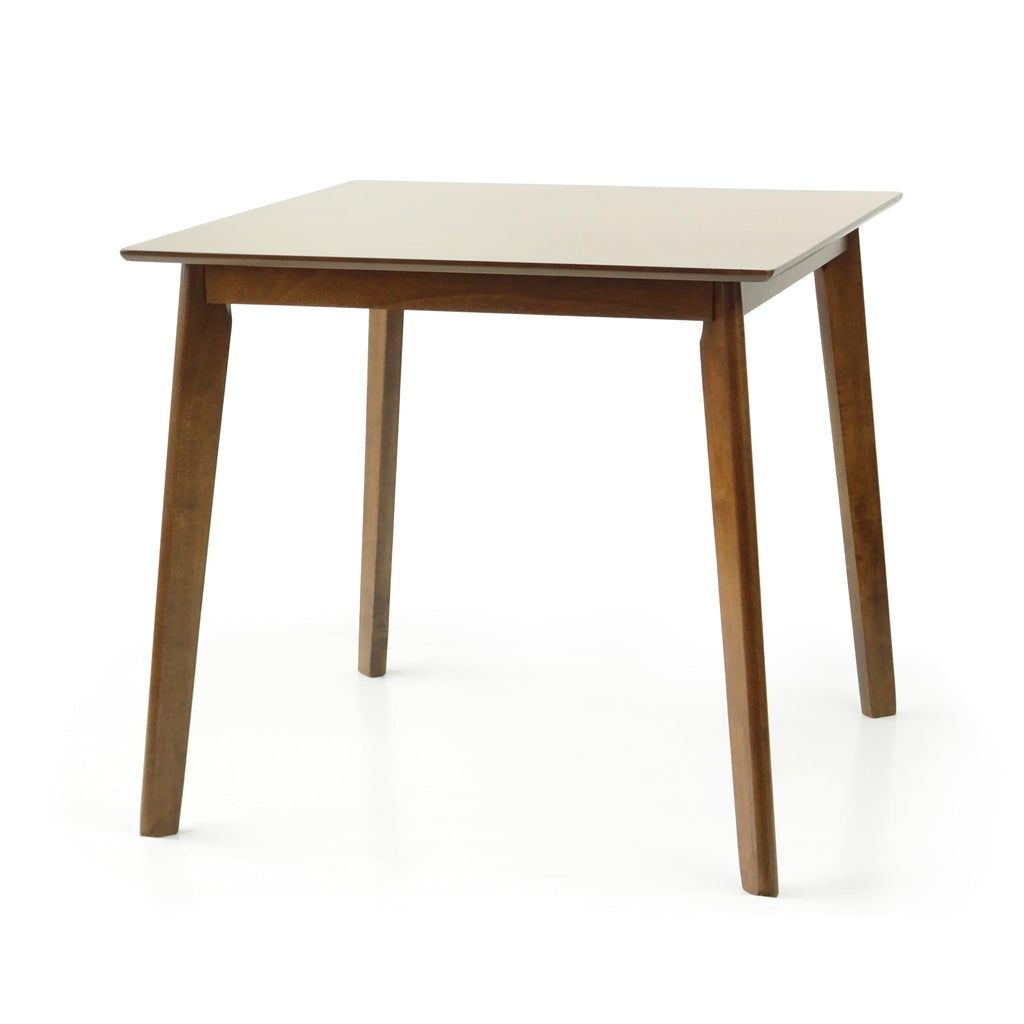 Set of 3 Square Dining Table and 2 Side Chairs Solid Wood Padded Seat Medium Brown W599