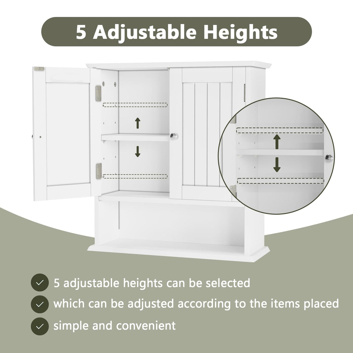 White Wall Mounted Bathroom Cabinet with 2 Door S4447