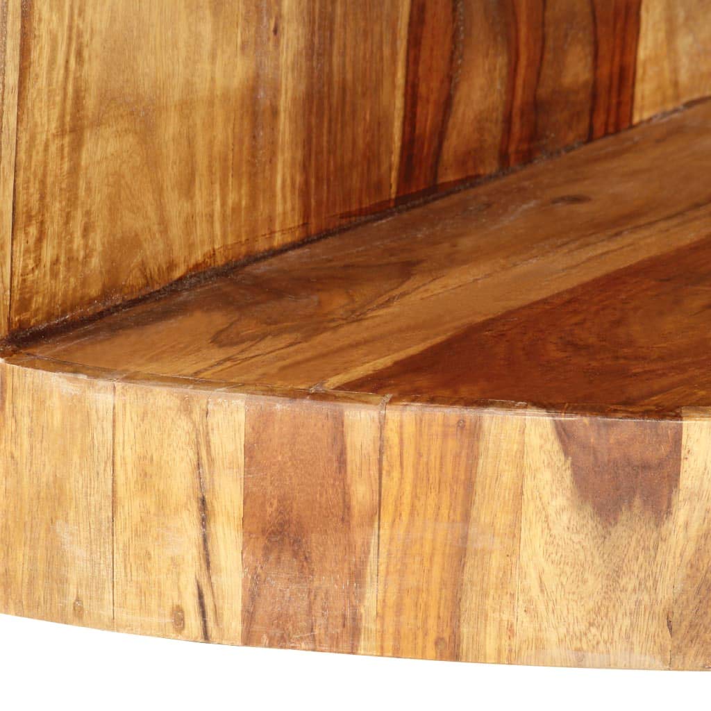 Solid Sheesham Wood Round Coffee Table with Storage Shelf M169