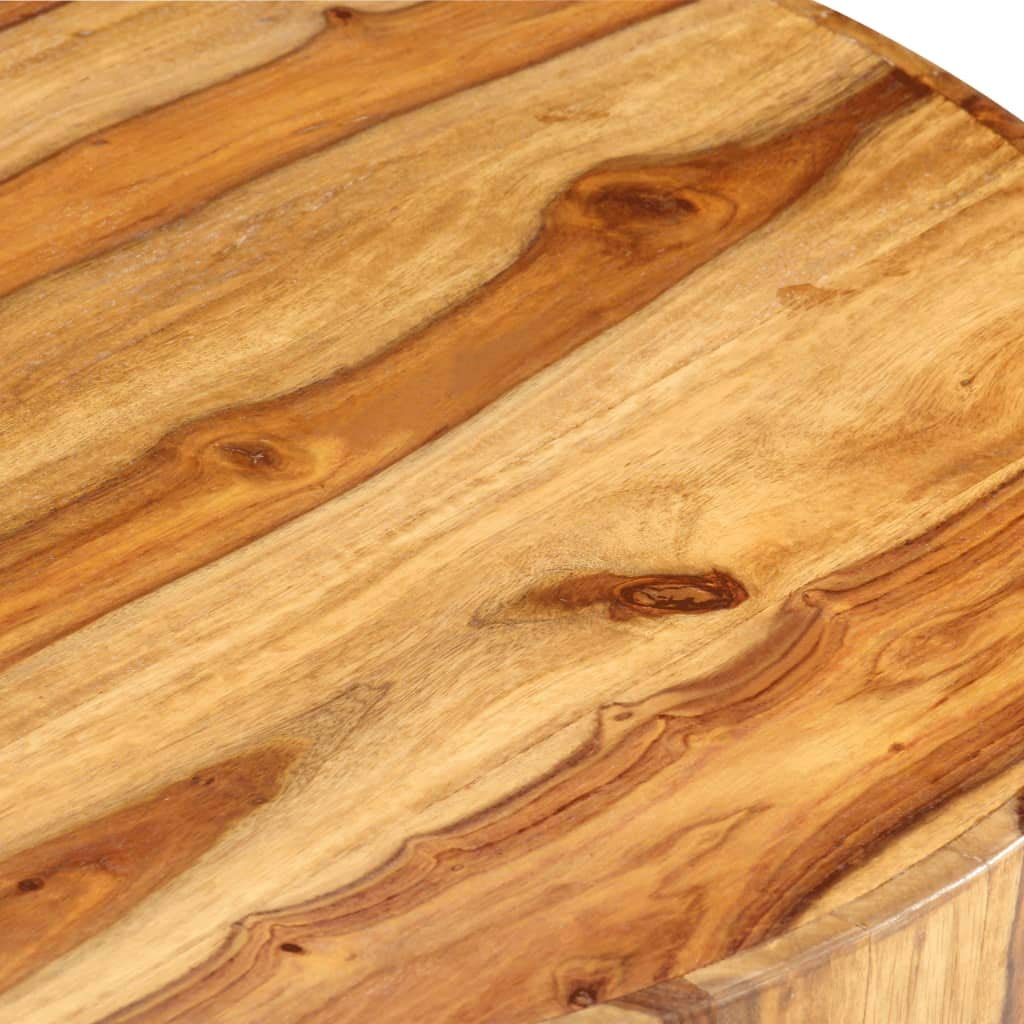 Solid Sheesham Wood Round Coffee Table with Storage Shelf M169